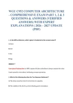 Wgu C952 Computer Architecture&NewLine;- Comprehensive Exam Part 1&comma; 2 & 3&NewLine;Questions & Answers &lpar;Verified&NewLine;Answers&rpar; With Expert&NewLine;Explanations &vert; 2026 &ndash; 2027 Update&NewLine;&lpar;Pdf&rpar;