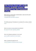 CNA Practice Exam with verified Answers ALREADY Graded A 2026&sol;2027 &lpar;Ivy Tech Community College&rpar;