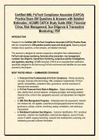 Certified AML FinTech Compliance Associate &lpar;CAFCA&rpar; &NewLine;Practice Exam 250 Questions & Answers with Detailed &NewLine;Rationales &vert; ACAMS CAFCA Study Guide 2026 &vert; Financial &NewLine;Crime&comma; Risk Management&comma; Due Diligence & Transaction &NewLine;Monitoring &vert; PDF &NewLine; 