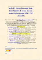 AMT MLT Practice Test &sol;Study Guide &vert; Exam Questions & Correct Answers - Newest Update Verified 2026 &ndash; 2027 &lpar;Graded A&rpar;&NewLine;