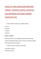 Chem 121 Final Exam Questions And &NewLine;Correct Answers &lpar;Verified Answers&rpar; &NewLine;Plus Rationale 2027 Q&A&vert; Instant &NewLine;Download Pdf&period; 