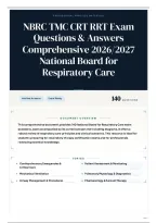 NBRC TMC CRT RRT Exam Questions & Answers Comprehensive 2026&sol;2027 National Board for Respiratory Care