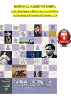 Solutions and Instructor Manual for Artificial Intelligence&colon; A Modern Approach 4th Edition by Stuart Russell and Peter Norvig &vert; Chapters 1-28 Complete &vert; Latest Update &vert; Questions and Answers&NewLine;