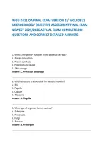 Wgu D311 Oa Final Exam Version 2 &sol; Wgu D311 &NewLine;Microbiology Objective Assessment Final Exam&NewLine;Newest 2025&sol;2026 Actual Exam Complete 200 &NewLine;Questions And Correct Detailed Answers&NewLine;