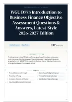 WGU D775 Introduction to Business Finance Objective Assessment Questions & Answers&comma; Latest-Style 2026&sol;2027 Edition