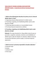 TEXAS ATHLETIC TRAINER LICENSING EXAM QUESTIONS&NewLine;2026&sol;2027 Update &ndash; Comprehensive Review Covering All Tested Domains&NewLine;