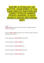 Anatomy & Physiology 2401 &NewLine;Chapter 1 Exam Newest Actual &NewLine;Exam Complete Questions And &NewLine;Correct Detailed Answers &NewLine;&lpar;Verified Answers&rpar; &vert;Already &NewLine;Graded A&plus;&vert;&vert;Brand New Version &NewLine;2026&excl;&excl;&excl; 