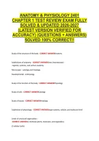Anatomy & Physiology 2401 &NewLine;Chapter 1 Test Review Exam Fully &NewLine;Solved & Updated 2026-2027 &NewLine;&lpar;Latest Version Verified For &NewLine;Accuracy&rpar; &lpar;Questions &plus; Answers&rpar; &NewLine;Solved 100&percnt; Correct&excl;&excl; 
