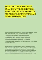 Nremt Practice Test Bank &NewLine;Exam 2027 With 470 Questions &NewLine;And Expert-Verified Correct &NewLine;Answers &vert; Already Graded A&plus; &vert; &NewLine;Guaranteed Success