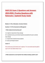 NUR 355 Exam 2 Questions and Answers&NewLine;2025&sol;2026 &vert; Practice Questions with&NewLine;Rationales &vert; Updated Study Guide&NewLine;