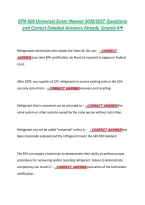 EPA 608 Universal Exam Newest 2026&sol;2027 Questions &NewLine;and Correct Detailed Answers Already Graded A&plus;