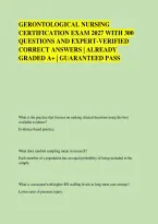 Gerontological Nursing &NewLine;Certification Exam 2027 With 300 &NewLine;Questions And Expert-Verified &NewLine;Correct Answers &vert; Already &NewLine;Graded A&plus; &vert; Guaranteed Pass 