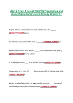 A&P 2 Exam 1 Latest 2026&sol;2027 Questions and &NewLine;Correct Detailed Answers Already Graded A&plus; 