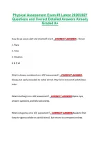 Physical Assessment Exam &num;3 Latest 2026&sol;2027 &NewLine;Questions and Correct Detailed Answers Already &NewLine;Graded A&plus; 