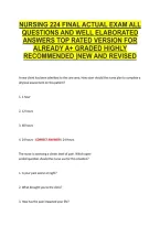 Nursing 224 Final Actual Exam All &NewLine;Questions And Well Elaborated &NewLine;Answers Top Rated Version For &NewLine;Already A&plus; Graded Highly &NewLine;Recommended &vert;New And Revised
