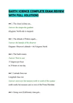 Earth Science Complete Exam Review&NewLine;With Full Solutions