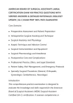 American Board Of Surgical Assistants &lpar;Absa&rpar; Certification Exam 100 Practice&NewLine;Questions With Verified Answers & Detailed Rationales 2026&sol;2027 Update &vert; Sa-C Exam&NewLine;Prep 100&percnt; Pass Guarantee Questions And Correct Answers &lpar;Verified Answers&rpar; Plus&NewLine;Rationales 20