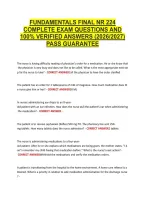 Fundamentals Final Nr 224  &NewLine;Complete Exam Questions And &NewLine;100&percnt; Verified Answers &lpar;2026&sol;2027&rpar; &NewLine;Pass Guarantee