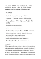 D&rsquo;youville College Nur 631 Advanced Health&NewLine;Assessment Exam 1 &vert; Complete Questions &&NewLine;Answers &vert; 100&percnt; Answered &vert; Updated 2026&period;