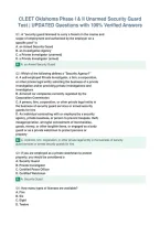 CLEET Oklahoma Phase I & II Unarmed Security Guard&NewLine;Test &vert; UPDATED Questions with 100&percnt; Verified Answers