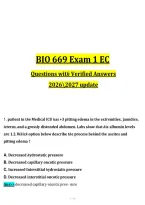 BIO 669 Exam 1 Pathophysiology Questions & Answers 2026&sol;2027&NewLine;&NewLine;