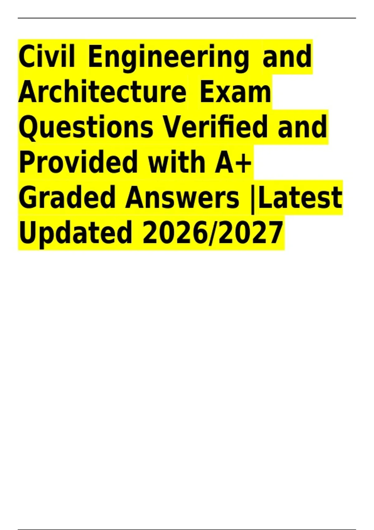 Arcitect Building Examples Civil Engineering & Architecture Exam Questions Verified and Provided ...