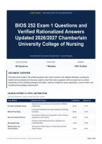 BIOS 252 Exam 1 Questions and Verified Rationalized Answers Updated 2026&sol;2027 Chamberlain University College of Nursing