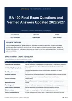 BA 100 Final Exam Questions and Verified Answers Updated 2026&sol;2027