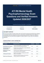 ATI RN Mental Health Psychopharmacology Exam Questions and Verified Answers Updated 2026&sol;2027