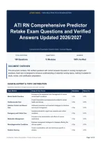 ATI RN Comprehensive Predictor Retake Exam Questions and Verified Answers Updated 2026&sol;2027