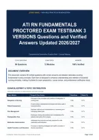 ATI RN FUNDAMENTALS PROCTORED EXAM TESTBANK 3 VERSIONS Questions and Verified Answers Updated 2026&sol;2027