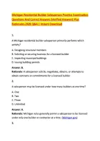 Michigan Residential Builder Salesperson Practice Examination &NewLine;Questions And Correct Answers &lpar;Verified Answers&rpar; Plus &NewLine;Rationales 2026 Q&A &vert; Instant Download 