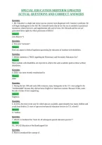 Special Education Midterm Updated&NewLine;Actual Questions And Correct Answers