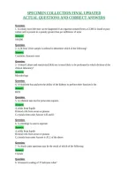 Specimen Collection Final Updated&NewLine;Actual Questions And Correct Answers