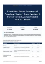Essentials of Human Anatomy and Physiology Chapter 1 Exam Questions & Correct Verified Answers Updated 2026&sol;2027 Edition