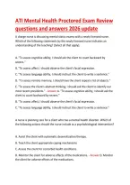 ATI Mental Health Proctored Exam Review&colon; Questions & Answers 2026 Update&NewLine;&NewLine;