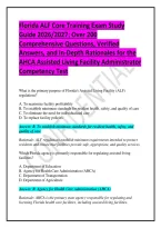 Florida ALF Core Training Exam Study Guide 2026&sol;2027&colon; Over 200 Comprehensive Questions&comma; Verified Answers&comma; and In-Depth Rationales for the AHCA Assisted Living Facility Administrator Competency Test