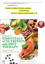 Test Bank For Williams' Essentials of Nutrition and Diet Therapy&comma; 13th Edition Schlenker & Gilbert Chapter 1 - 25&NewLine;