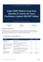 Edapt NR507 Diabetes Exam Prep Questions & Answers for Nurse Practitioners Updated 2026&sol;2027 Edition
