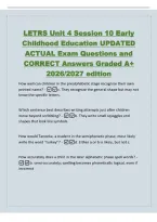LETRS Unit 4 Session 10 Early&NewLine;Childhood Education UPDATED&NewLine;ACTUAL Exam Questions and&NewLine;CORRECT Answers Graded A&plus;&NewLine;2026&sol;2027 edition&NewLine;How well can children in the prealphabetic stage recognize their own&NewLine;printed name&quest; - c&period; They recognize the general shape 