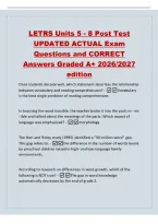 LETRS Units 5 - 8 Post Test&NewLine;UPDATED ACTUAL Exam&NewLine;Questions and CORRECT&NewLine;Answers Graded A&plus; 2026&sol;2027&NewLine;edition&NewLine;Once students decode well&comma; which statement describes the relationship&NewLine;between vocabulary and reading comprehension&quest; - Vocabulary&NewLine;is the best s