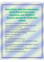 Med admin&comma; infection prevention&comma;&NewLine;UPDATED ACTUAL Exam&NewLine;Questions and CORRECT&NewLine;Answers Graded A&plus; 2026&sol;2027&NewLine;edition&NewLine;Requirements for a Complete Medication Order&NewLine;Patient name &plus; 2nd identifier&comma; date&sol;time&comma; drug name&comma; dose&comma; route&comma;&NewLine;frequency&comma; and prescriber 