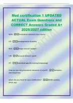 Med certification 1 UPDATED&NewLine;ACTUAL Exam Questions and&NewLine;CORRECT Answers Graded A&plus;&NewLine;2026&sol;2027 edition&NewLine;MAR -medication administration record&NewLine;DD -developmental disability&NewLine;MUI -major unusual incident