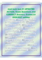 med tech test &num;1 UPDATED&NewLine;ACTUAL Exam Questions and&NewLine;CORRECT Answers Graded A&plus;&NewLine;2026&sol;2027 edition&NewLine;purpose of patient rounding - improves patient safety by meeting needs quickly&NewLine;What should you ask patients to assess their condition&quest; - Ask patients to ra