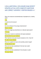 Local Anesthesia -Cdca Board Exam Newest Updated Actual With Complete Questions And Correct Answers&sol;&sol; Verified&sol;Graded A&plus;&sol;