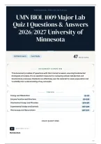UMN BIOL 1009 Major Lab Quiz 1 Questions & Answers 2026&sol;2027 University of Minnesota