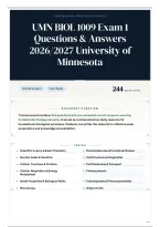 UMN BIOL 1009 Exam 1 Questions & Answers 2026&sol;2027 University of Minnesota