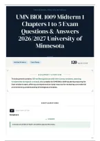 UMN BIOL 1009 Midterm 1 Chapters 1 to 5 Exam Questions & Answers 2026&sol;2027 University of Minnesota