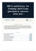 HIPAA and Privacy Act Training &lpar;JKO&rpar; Exam Questions & Answers 2026&sol;2027