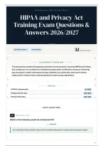 HIPAA and Privacy Act Training Exam Questions & Answers 2026&sol;2027